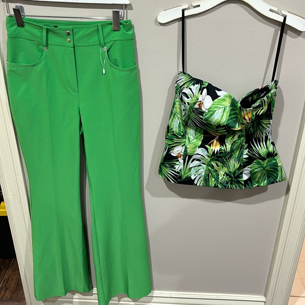 Bundle of top and bottom ( beautiful green color ) top is size 8 - pants size 40